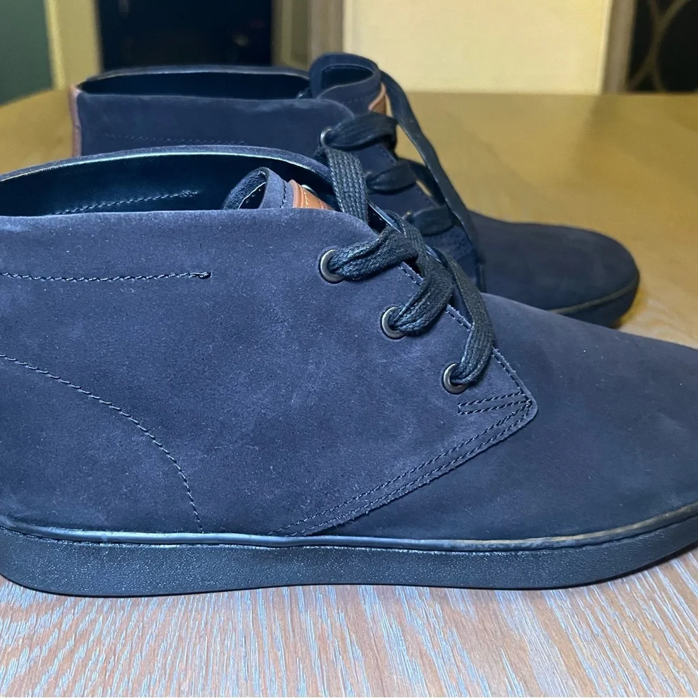 Coach Mens FG1504 Suede Chukka Boots Black Tan Leather Accents Size 11.5 D